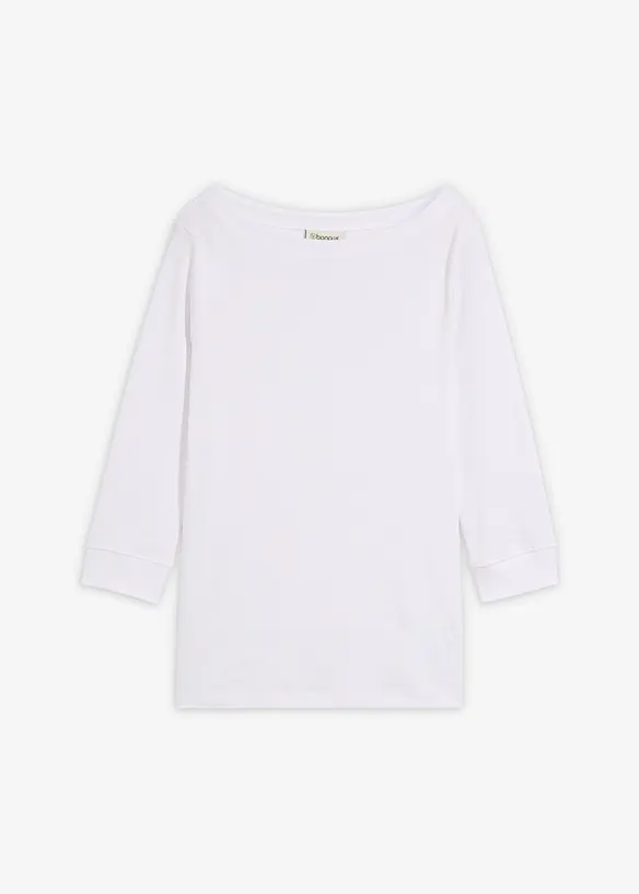 Langarmshirt aus reiner Bio-Baumwolle in weiß von vorne - bonprix
