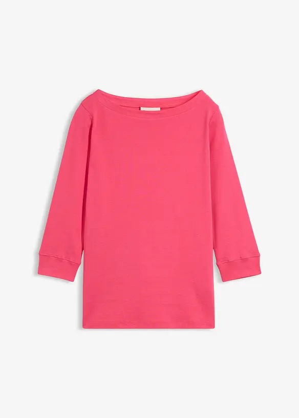 Langarmshirt aus reiner Bio-Baumwolle in pink von vorne - bonprix