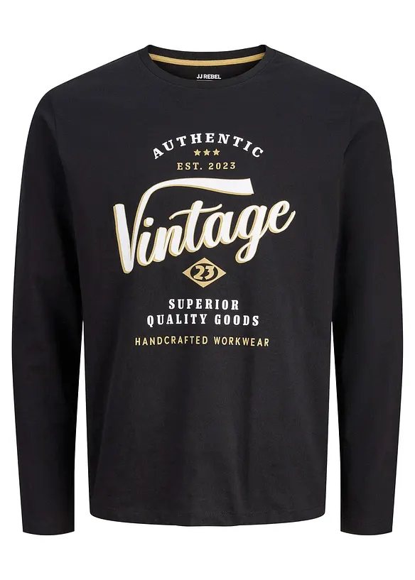 JJ REBEL Langarmshirt in schwarz von vorne - JJ REBEL