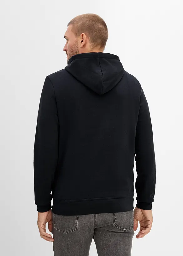 Hoodie aus reiner Baumwolle in schwarz von hinten (im Anschnitt) - bonprix