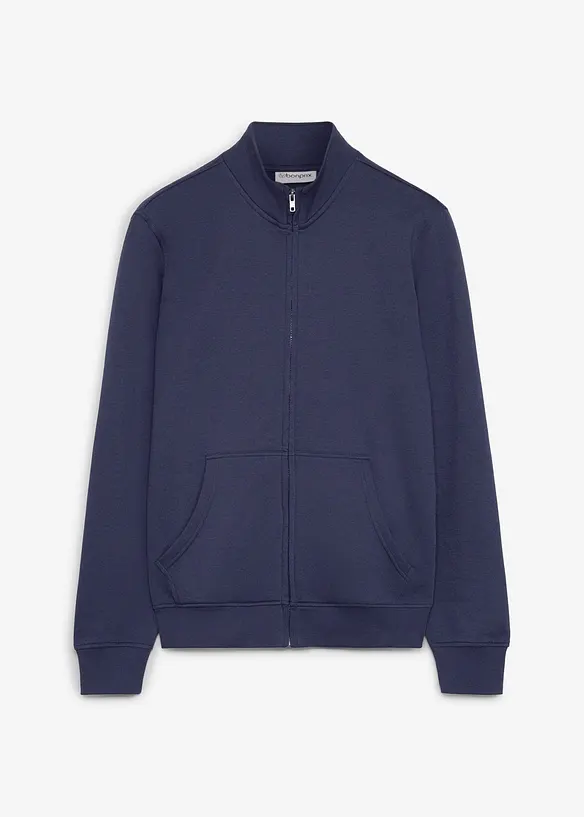 Sweatjacke mit Stehkragen in blau von vorne - bonprix