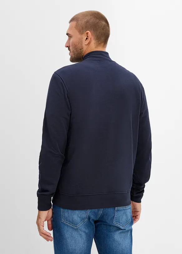 Sweatjacke mit Stehkragen in blau von hinten (im Anschnitt) - bonprix