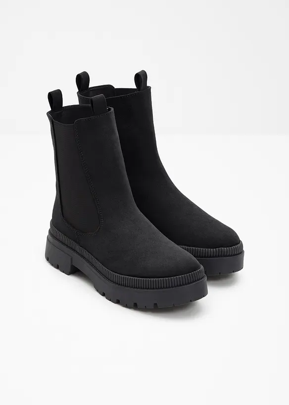 Chelsea-Boots mit Profilsohle in schwarz - bonprix