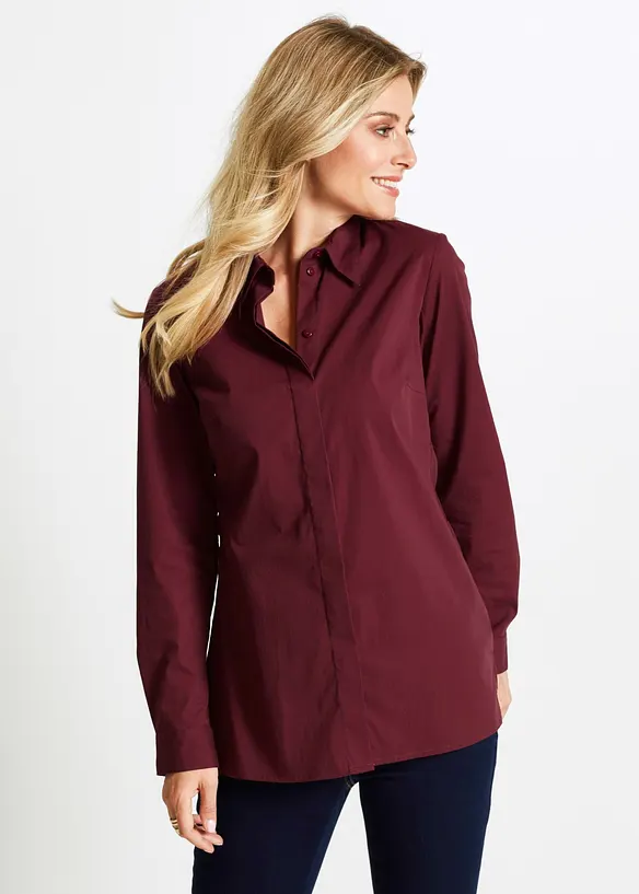Long-Stretch-Bluse in rot von vorne (im Anschnitt) - bonprix