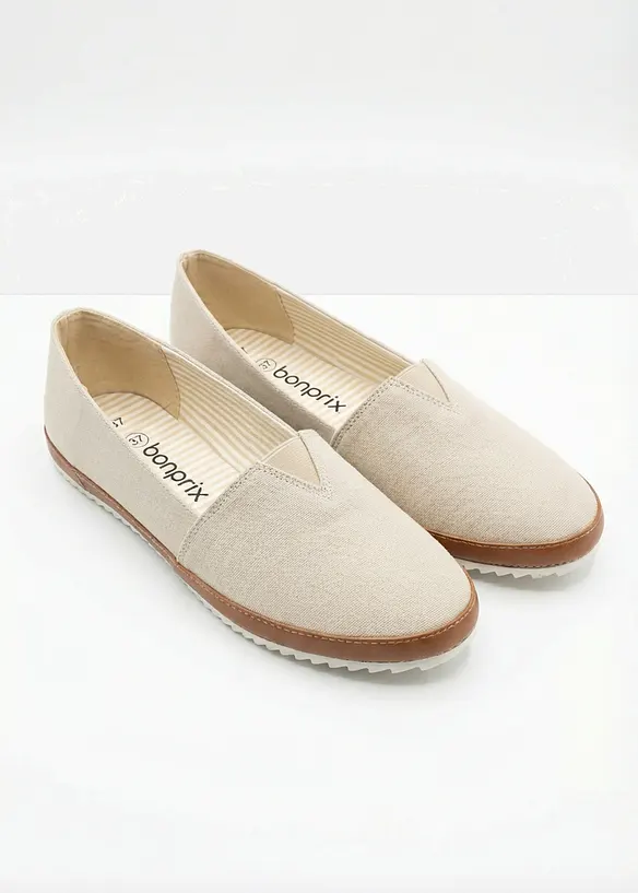 Slipper aus Baumwoll-Canvas in beige - bonprix