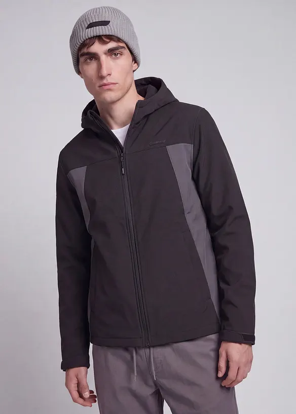 JJ REBEL Softshelljacke in schwarz von vorne (im Anschnitt) - JJ REBEL
