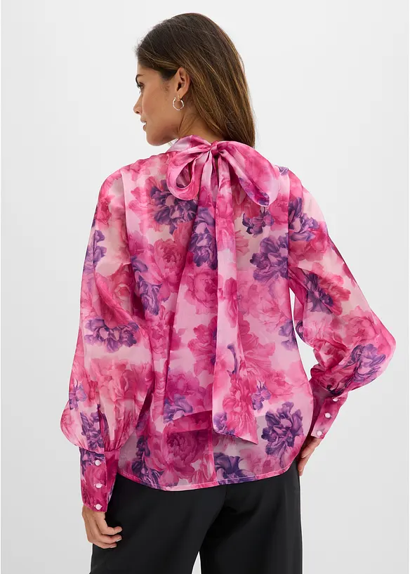 Schluppenbluse in lila von hinten (im Anschnitt) - bonprix