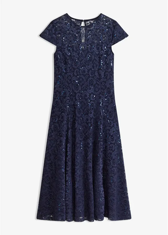 Spitzenkleid in blau von vorne - bonprix
