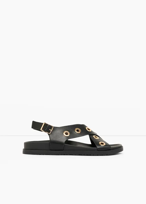 Sandalen mit Ösen in schwarz - bonprix Sandalen mit Ösen in schwarz - bonprix