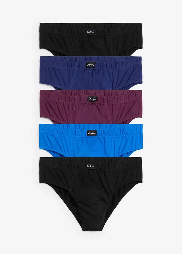 Maxislip aus Baumwolle (5er Pack) in schwarz von vorne - bonprix