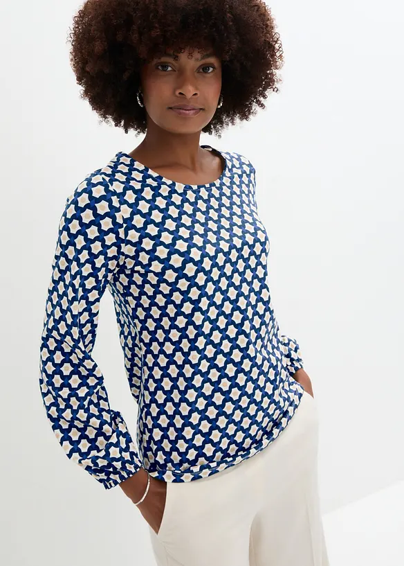 Langarmshirt in blau von vorne (im Anschnitt) - bonprix Langarmshirt in blau von vorne (im Anschnitt) - bonprix