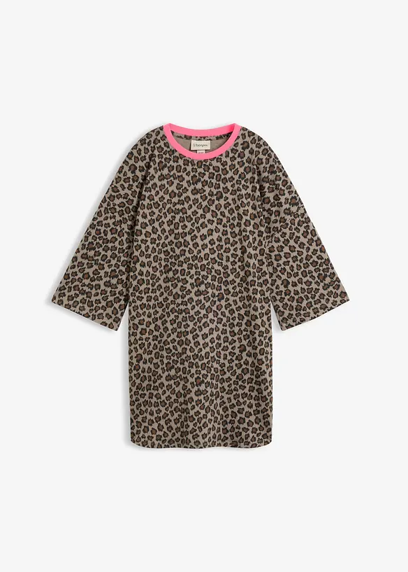 Oversize Longshirt aus reiner Bio-Baumwolle in braun von vorne - bonprix