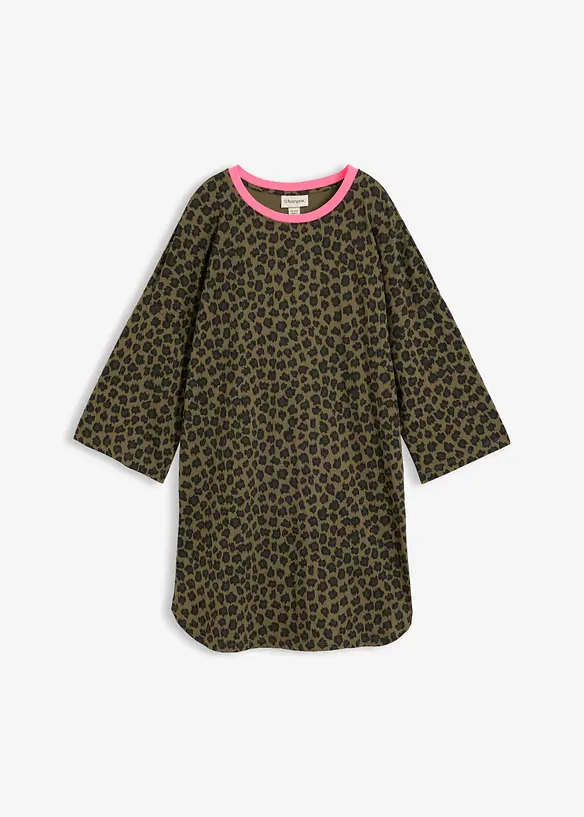Oversize Longshirt aus reiner Bio-Baumwolle in grün von vorne - bonprix