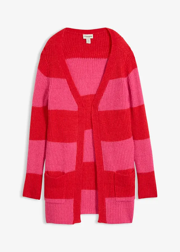 Longstrickjacke in rot von vorne - bonprix