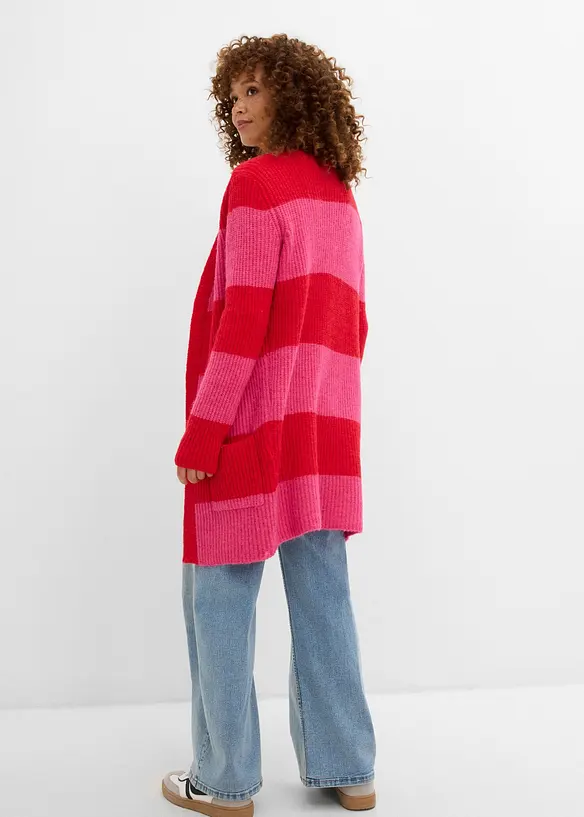 Longstrickjacke in rot von hinten (im Anschnitt) - bonprix