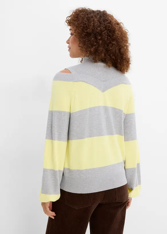 Feinstrickpullover, schulterfrei in grau von hinten (im Anschnitt) - bonprix