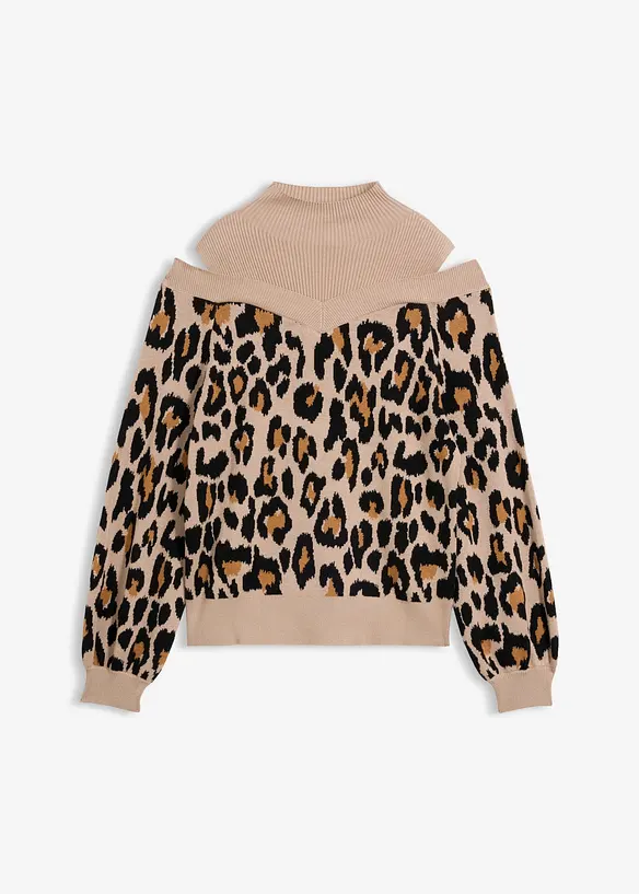 Schulterfreier Pullover in beige von vorne - bonprix