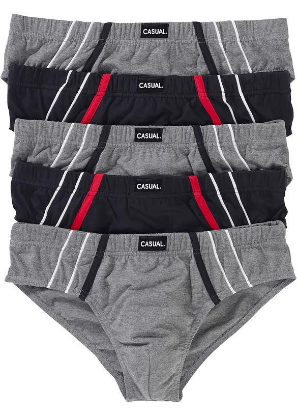 Maxislip mit Baumwolle (5er Pack) in grau von vorne - bonprix