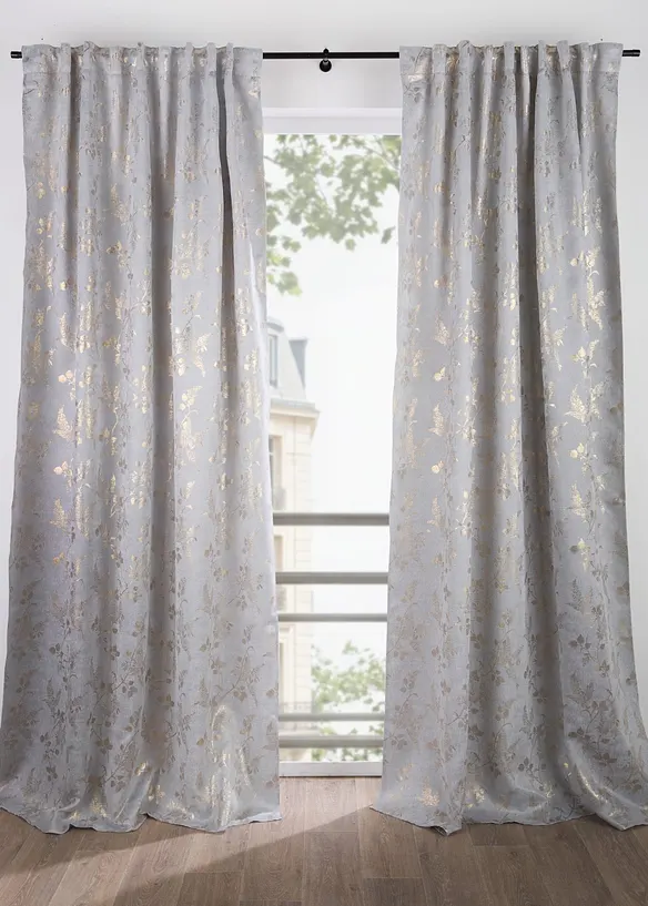 Jacquard Fleece Vorhang mit Glanz (1er Pack) in beige - bonprix