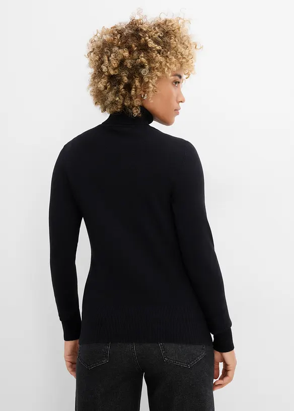 Basic Rollkragenpullover in schwarz von hinten (im Anschnitt) - bonprix