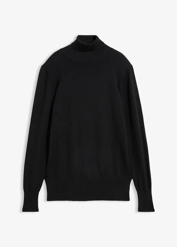 Basic Rollkragenpullover in schwarz von vorne - bonprix