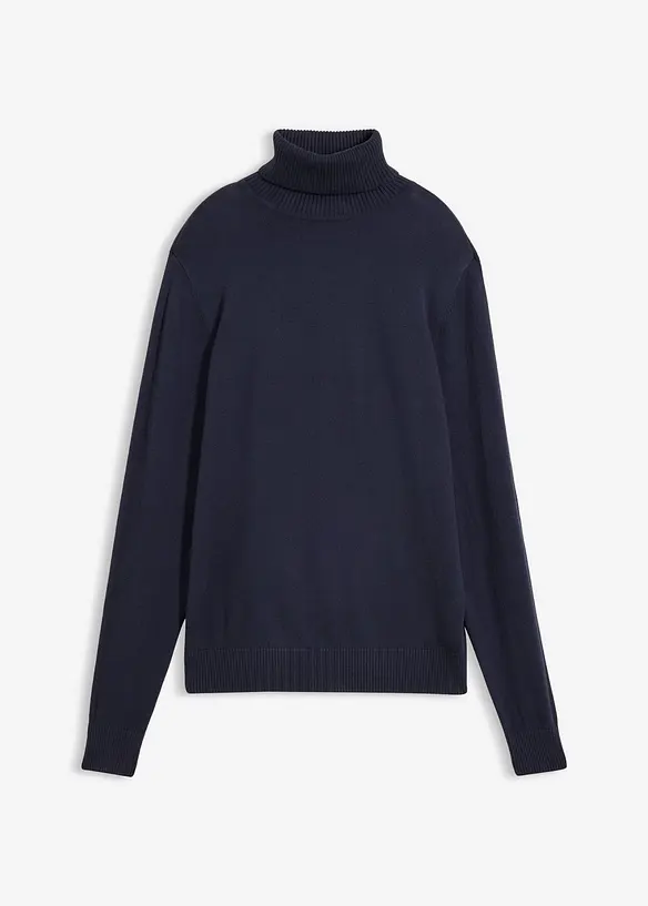 Rollkragenpullover in blau von vorne - bonprix