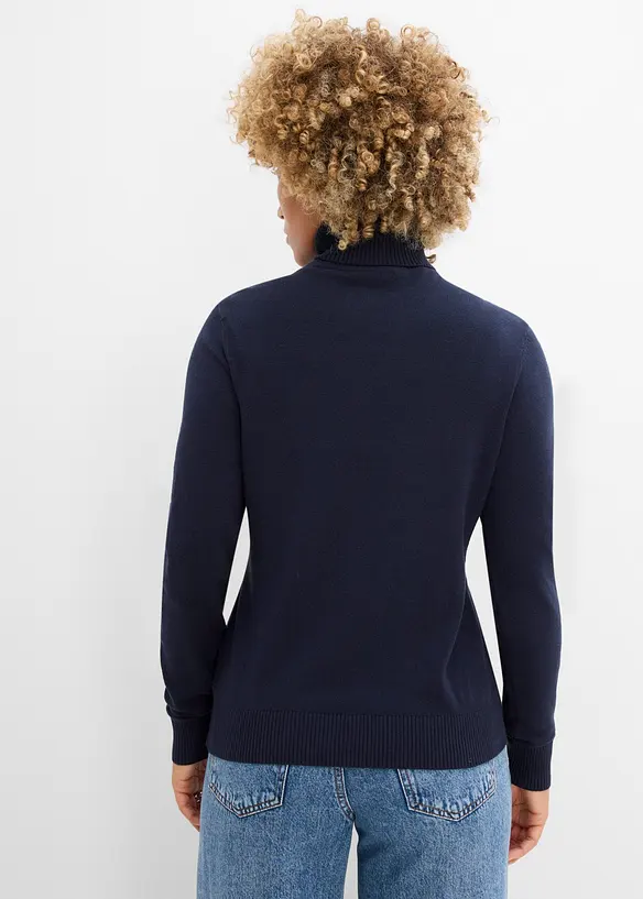 Rollkragenpullover in blau von hinten (im Anschnitt) - bonprix