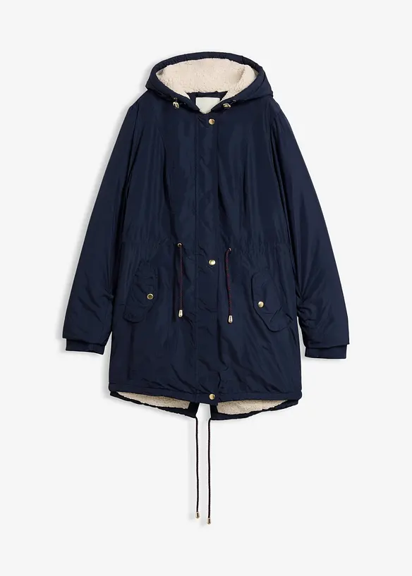 Parka mit Teddy-Futter in blau von vorne - bonprix