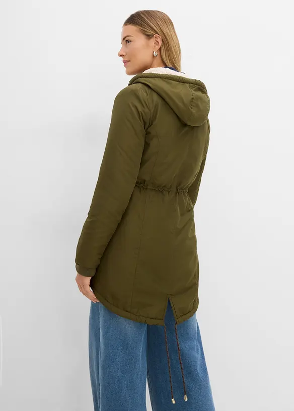 Parka mit Teddy-Futter in grün von hinten (im Anschnitt) - bonprix