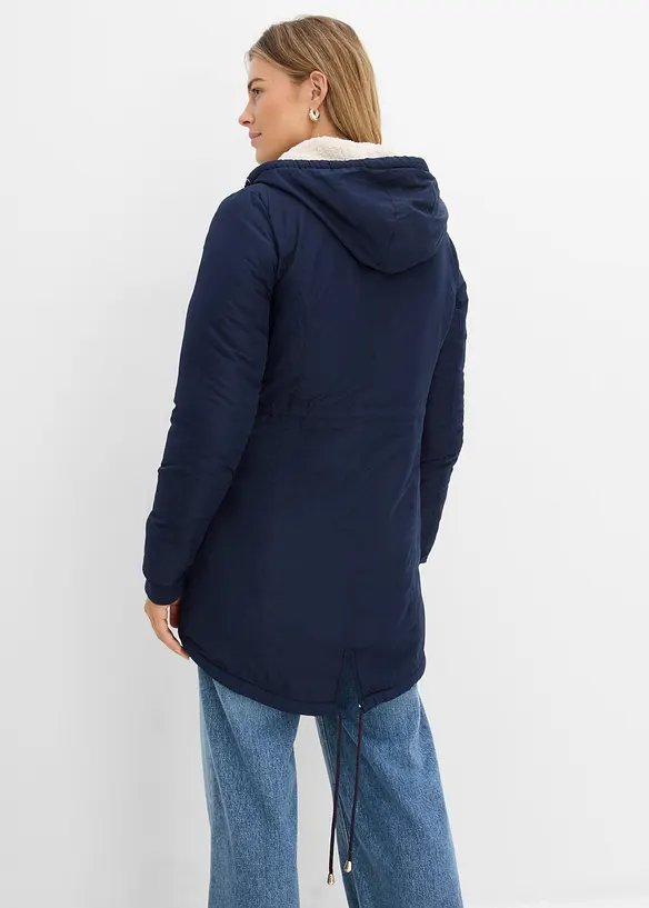 Parka mit Teddy-Futter in blau von hinten (im Anschnitt) - bonprix