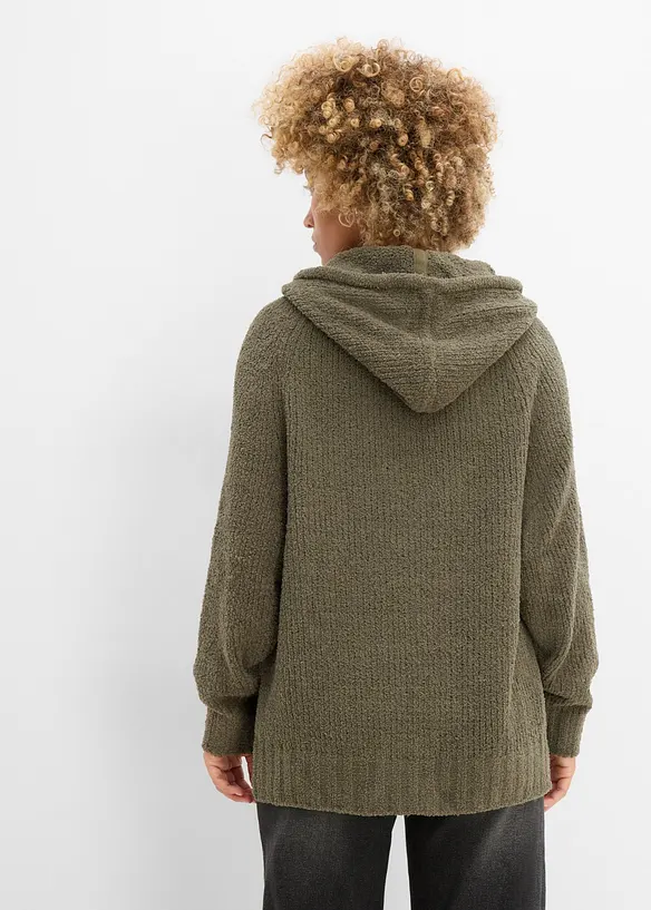 Kapuzenpullover in Teddy-Fleece in grün von hinten (im Anschnitt) - bonprix