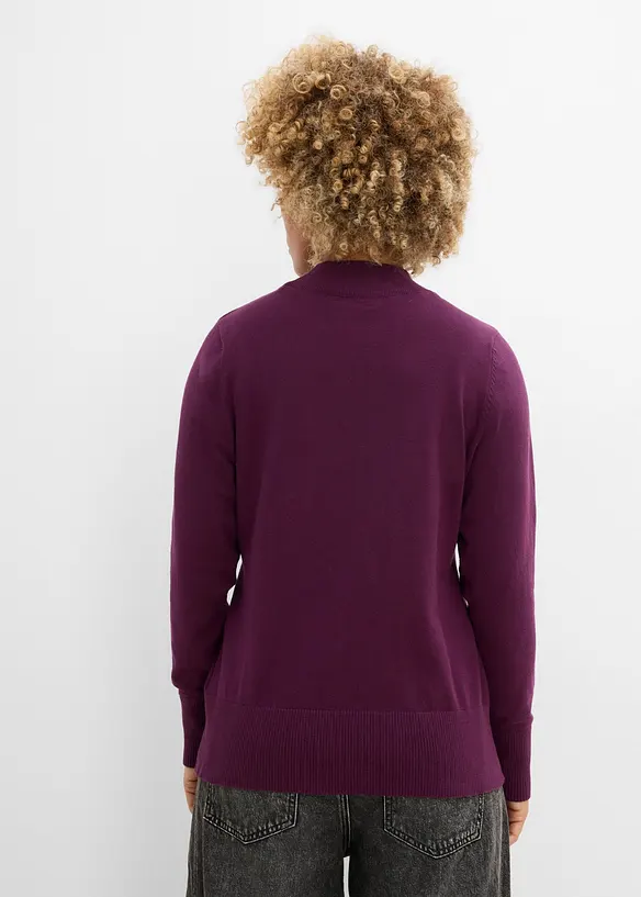 Feinstrickpullover mit recycelter Baumwolle in lila von hinten (im Anschnitt) - bonprix
