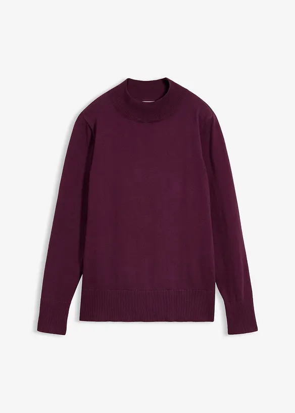 Feinstrickpullover mit recycelter Baumwolle in lila von vorne - bonprix
