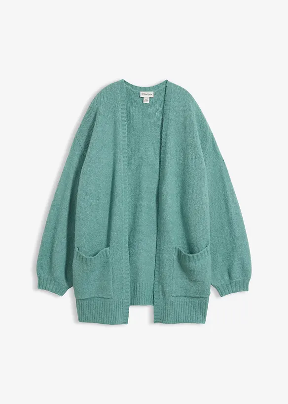 Oversize-Strickjacke in grün von vorne - bonprix
