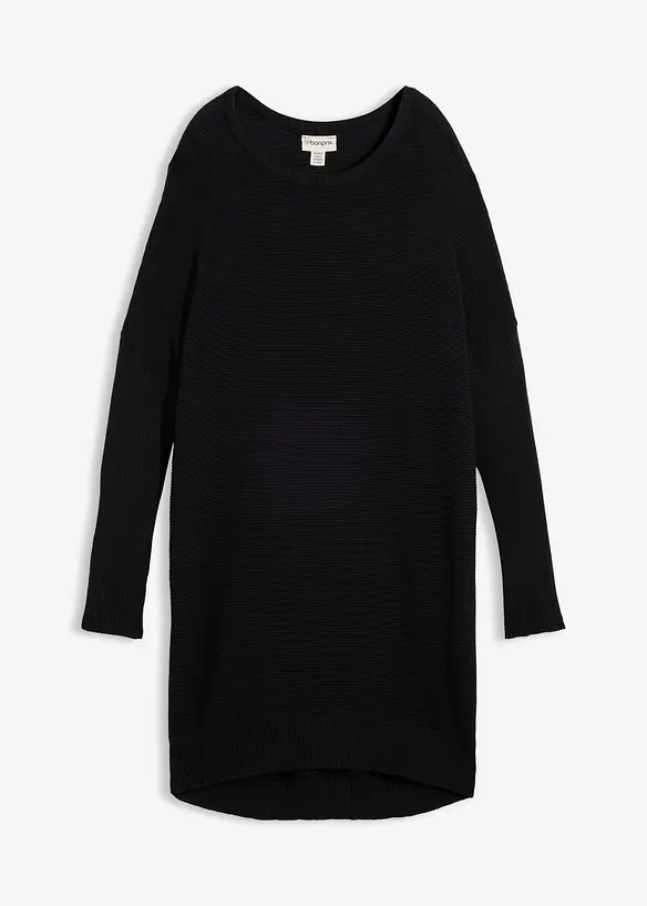 Long-Pullover aus Viskose-Mix in schwarz von vorne - bonprix