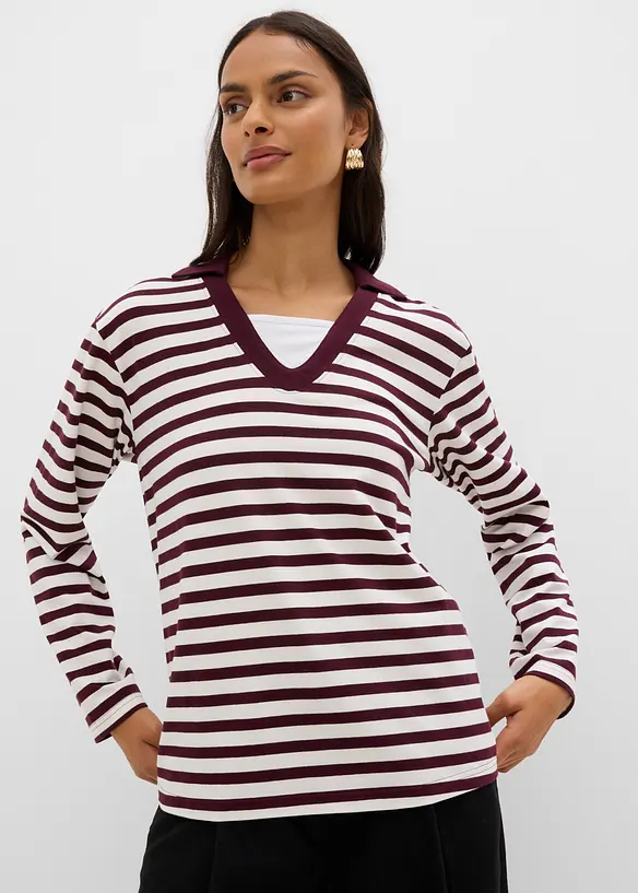 2 in 1 Poloshirt mit V-Ausschnitt in rot von vorne (im Anschnitt) - bonprix 2 in 1 Poloshirt mit V-Ausschnitt in rot von vorne (im Anschnitt) - bonprix