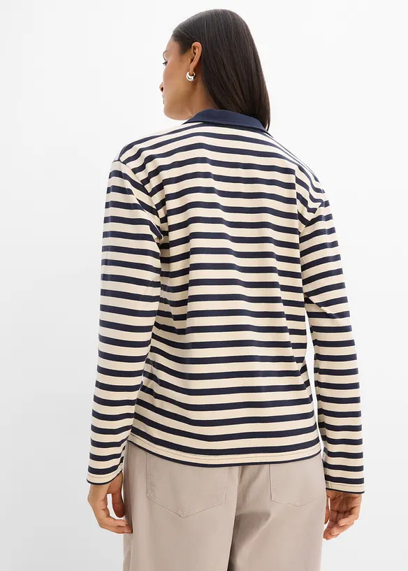 2 in 1 Poloshirt mit V-Ausschnitt in blau von hinten (im Anschnitt) - bonprix
