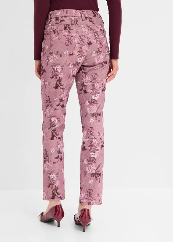 Twillhose mit Blumen-Design in lila von hinten - bonprix