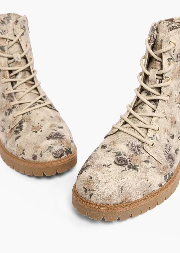 Jana Komfort-Schnürboots in bequemer Weite in beige - Jana