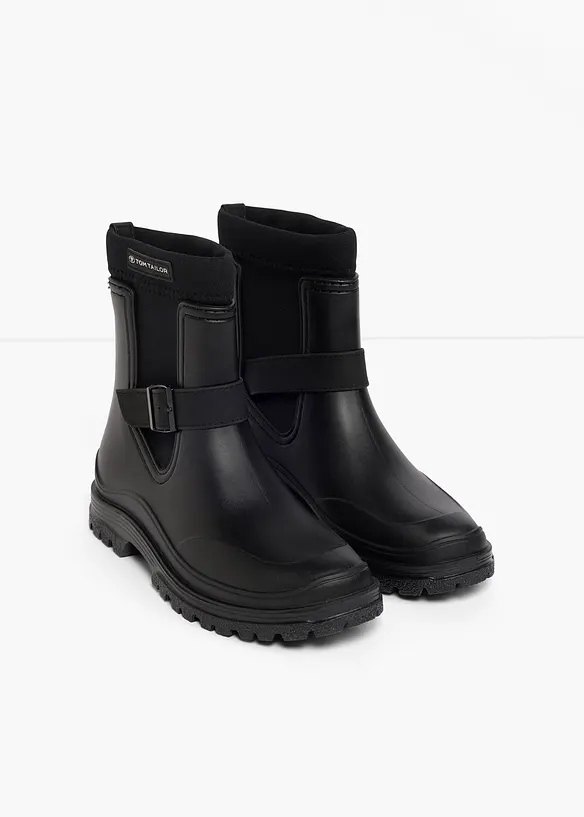 Tom Tailor Gummistiefel mit Elastikeinsatz in schwarz - Tom Tailor