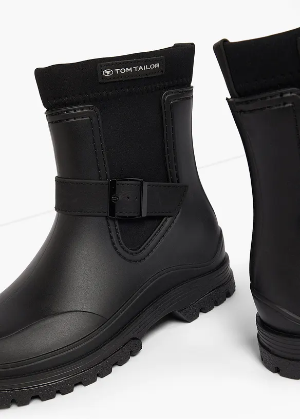 Tom Tailor Gummistiefel mit Elastikeinsatz in schwarz - Tom Tailor