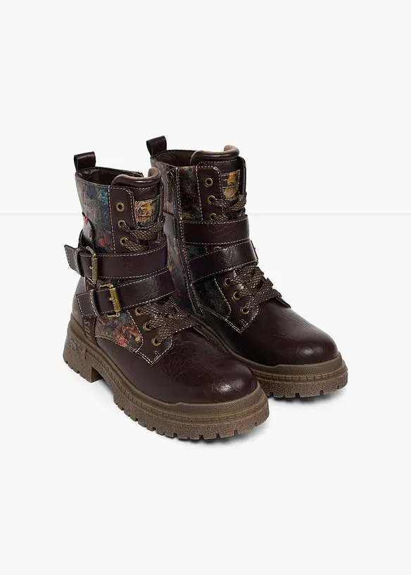 Mustang Schnürboots mit Schnallen in braun - Mustang