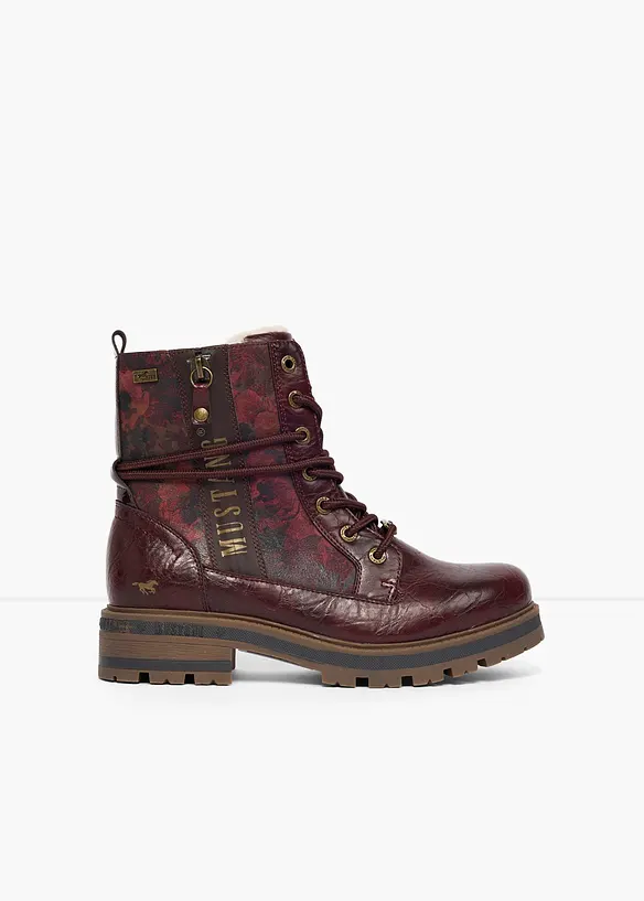Mustang Schnürboots mit Schnallen in rot - Mustang