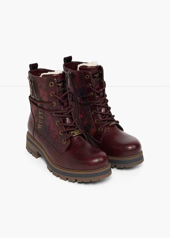 Mustang Schnürboots mit Schnallen in rot - Mustang
