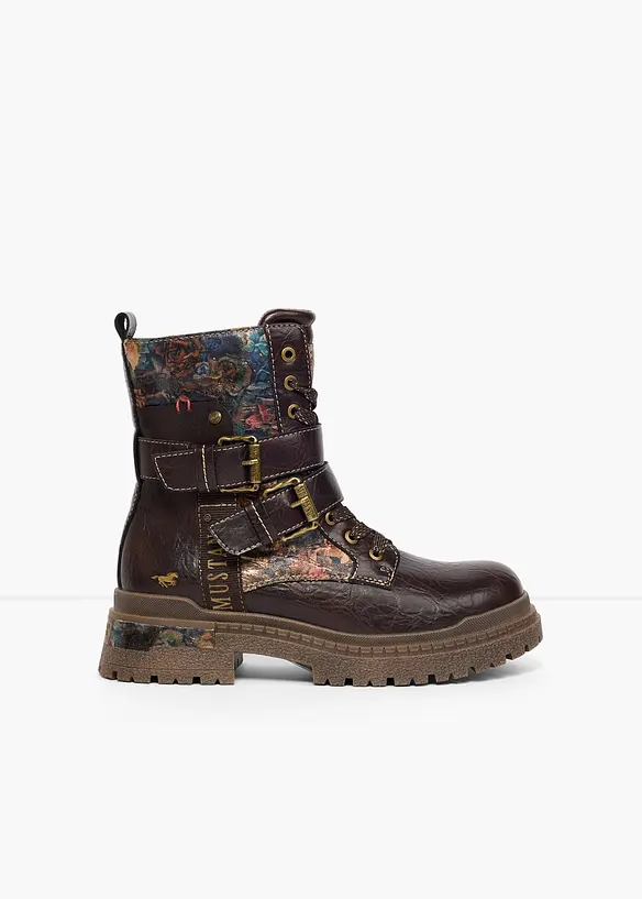 Mustang Schnürboots mit Schnallen in braun - Mustang