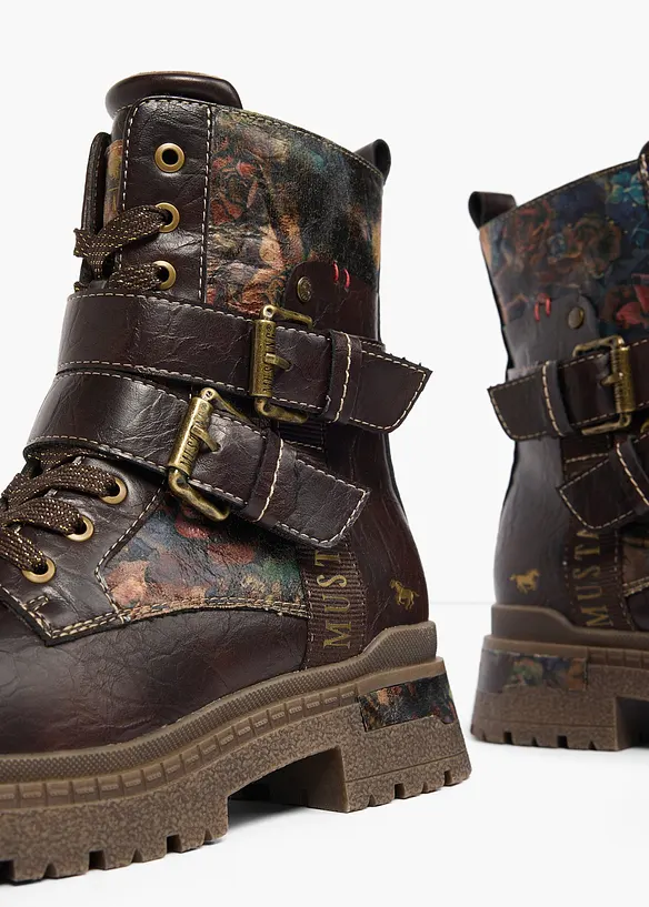 Mustang Schnürboots mit Schnallen in braun - Mustang