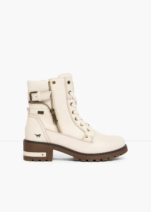 Mustang Schnürboots mit Schnallen in weiß - Mustang