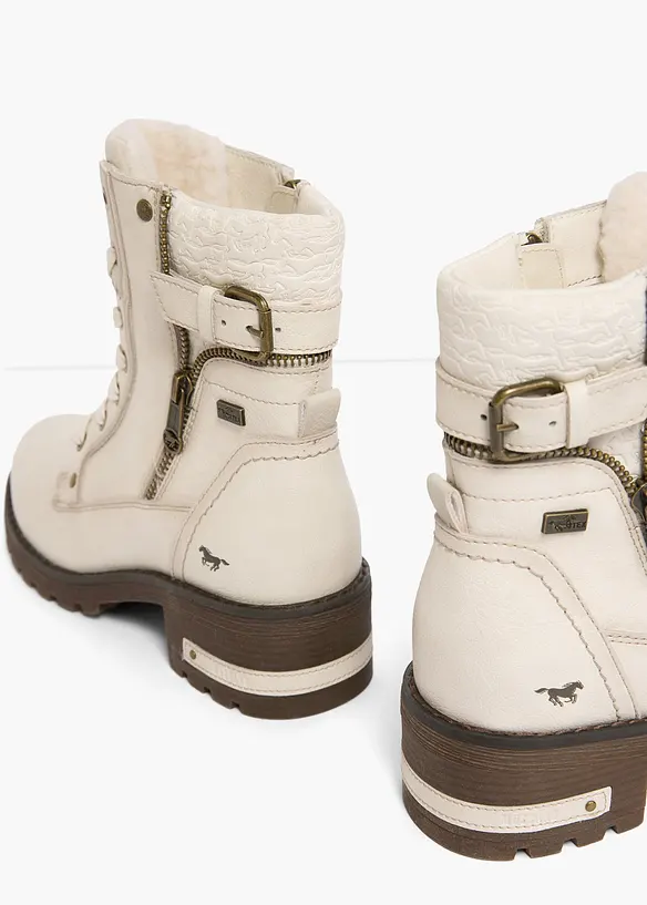 Mustang Schnürboots mit Schnallen in weiß - Mustang