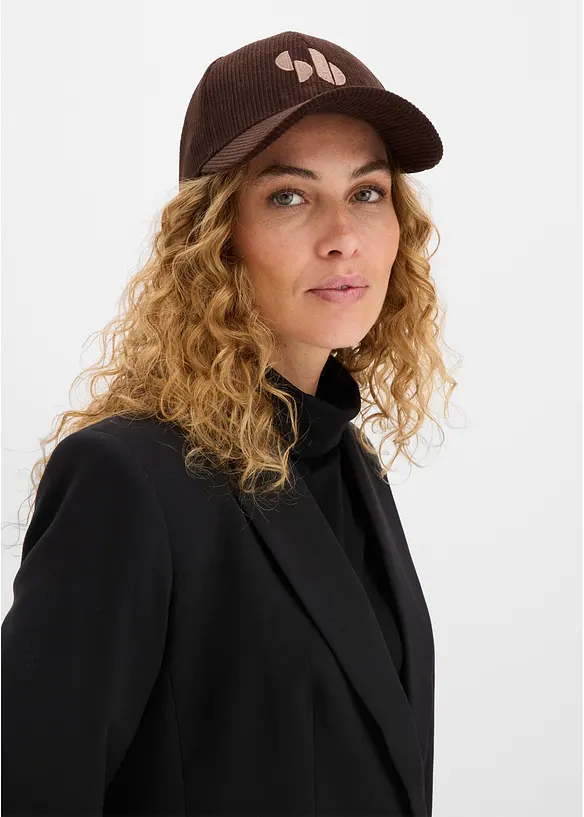 Cap aus Cord in braun von vorne (im Anschnitt) - bonprix