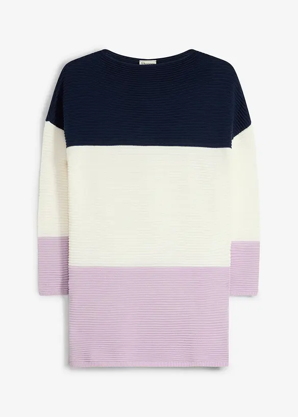 Longpullover in blau von vorne - bonprix